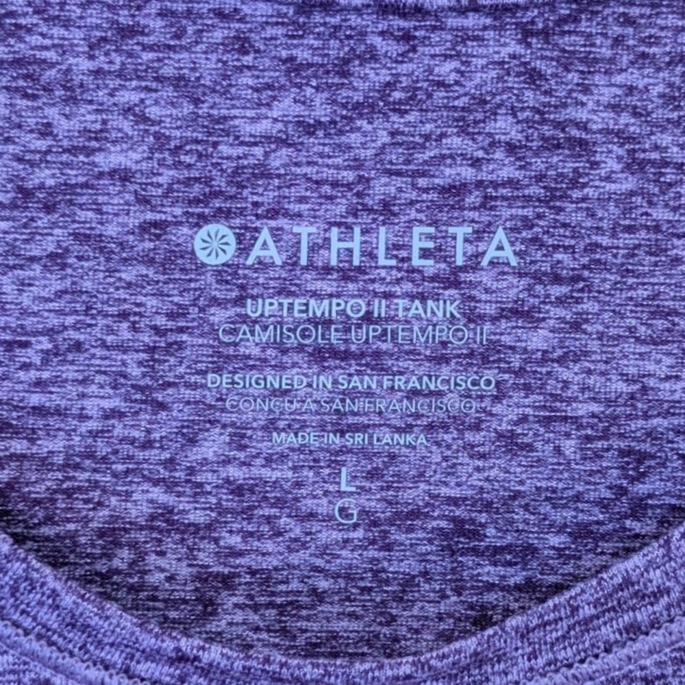 Athleta Uptempo II Tank Purple Heather Scoop Neck Yoga Top Large Activewear Gym - Picture 3 of 8